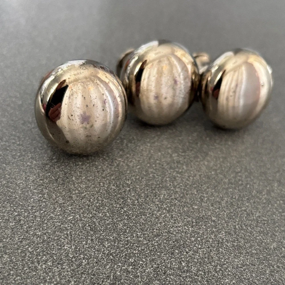 Set of Three Round Metal Cabinet Knobs - Silver